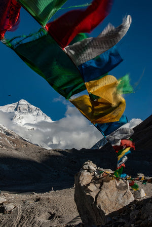 Prayer Flags Over Mount Everest